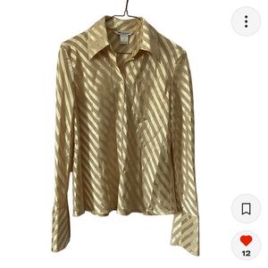 Gold Tone Striped Satin Blouse